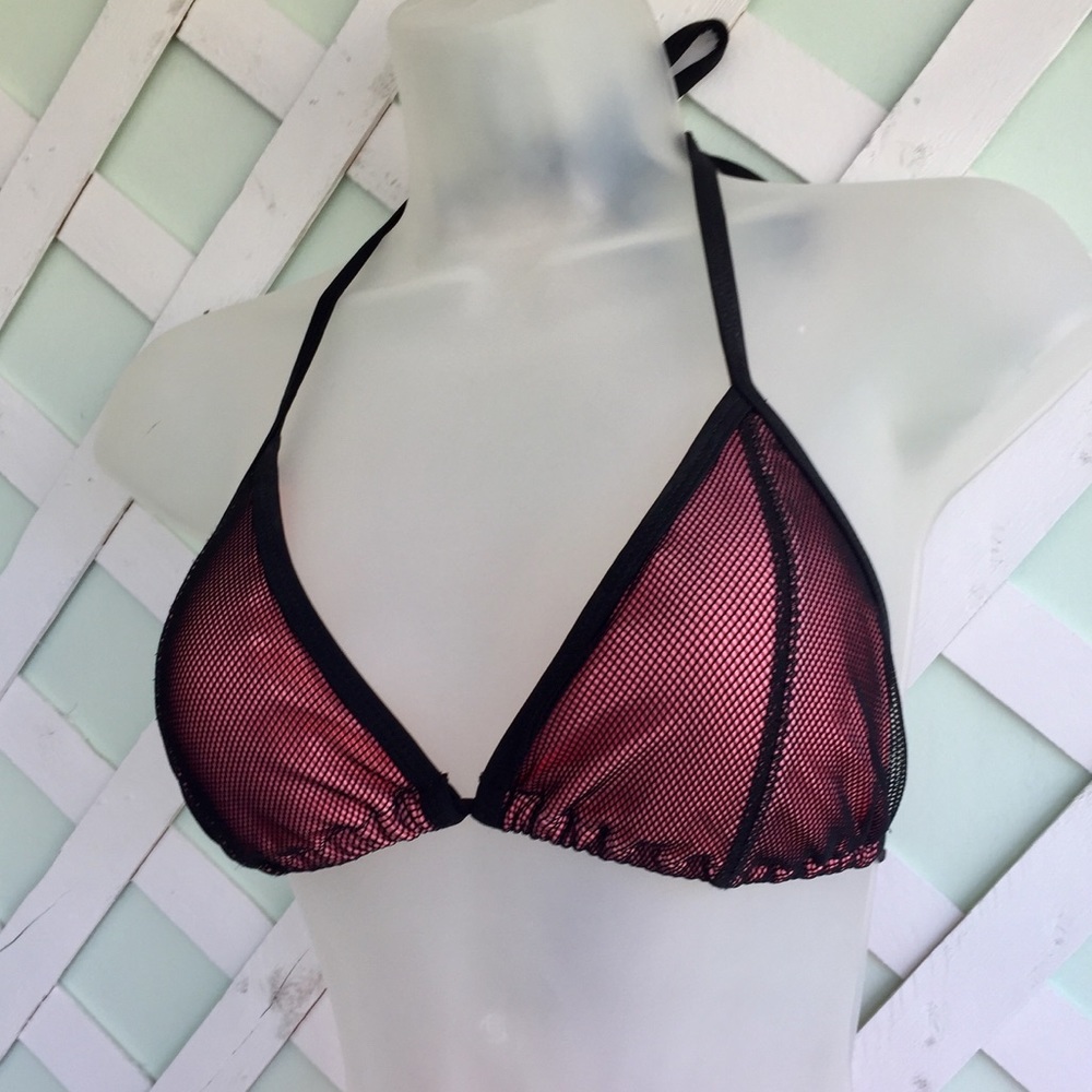 Hot Pink/Black Mesh bikini top by Xhilaration